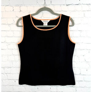 MISOOK black with salmon color trim sleeveless knit top sweater SP